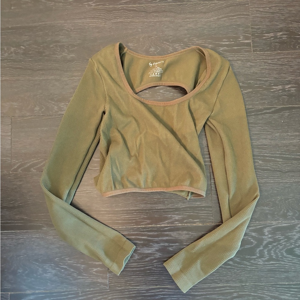 Green Open Back Crop Top with twist